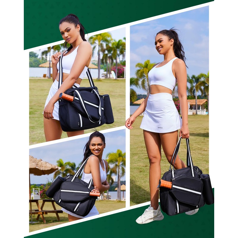 Movker Pickleball Tote Bag for Women Men with Paddle Cover