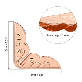 PATIKIL 15mm Metal Book Corners, 80pcs Photo Corners Book Corners Protector Retro Metal Decorative for Crafting Scrapbook Photo Album Book Binding, Rose Gold
