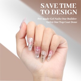 3 Packs Bling Coffin Press on Nails Cute Long Square Fake Nails with Vivid Color Fashion Glossy Gel Acrylic Reusable UV Finish Full Cover Stick on Nails for Women Girls Pink S/M/L 30 PCS