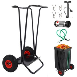 ARCITON Trash Bag Holder with Wheels, Heavy Duty Metal Garden Garbage Bag Support Frame can Hold 33-65 Gallon Leaf Bags, Leaf Bag Holder for Yard Lawn Cleanup Gardening Camping Party Weeding