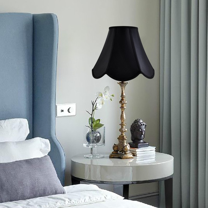 GO&SO Black Bell Lamp Shades (Petal Edge Braid) Scalloped Lamp
