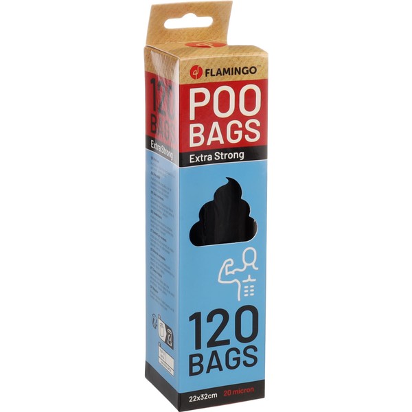 Flamingo Poop Bags Extra Strong - Black Dog Waste Bags,
