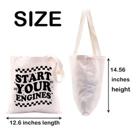 JXGZSO Checkered Flags Shopping Bag Start Your Engines Tote Bag Race Day Gift Fast Cars Gift Racing Lover Gift (Your Engines Tote CA)