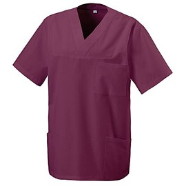 EXNER Unisex Slip-On Nurses Tunic, Surgical Tunic, Trouser Tunic, Available in 16 Colours, bordeaux, xl