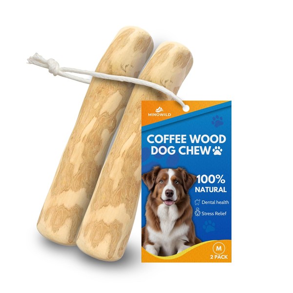 MINOWILD Coffee Wood Dog Chew Toy for Medium Dogs Under