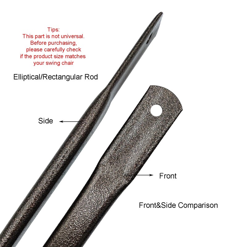 Timyrimy 85cm/33.5inch Garden Swing Replacement Bars, Bronze Metal Elliptical/Rectangular Rods