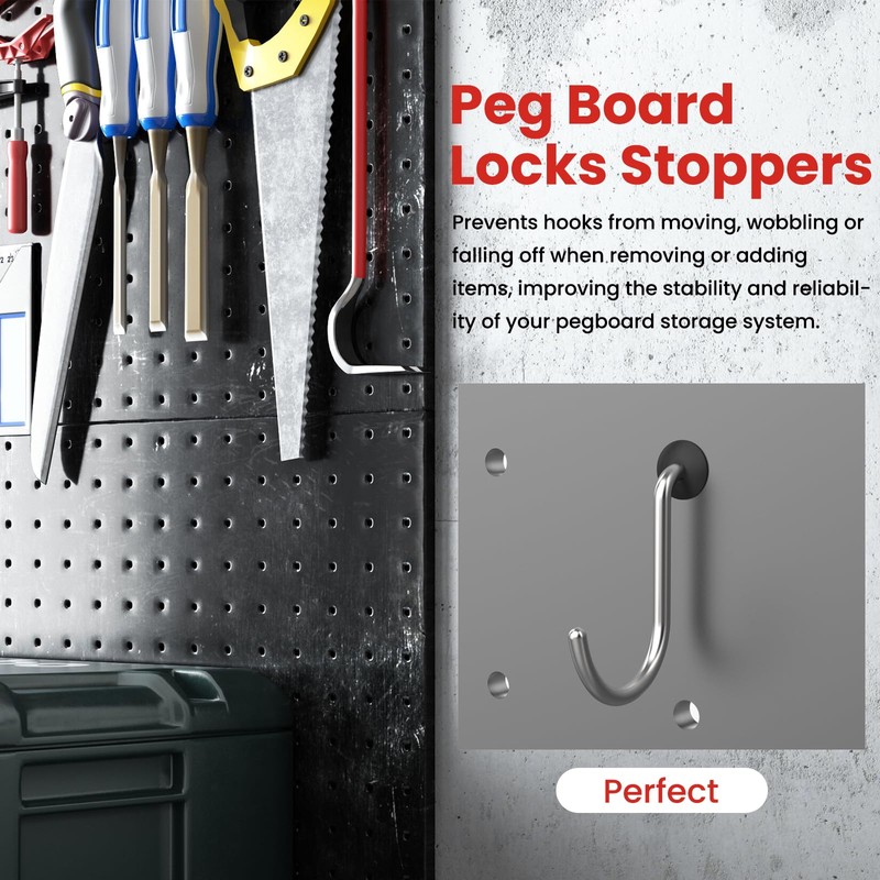 ZIUZI 100Pcs Pegboard Hook Locks, Peg Board Locks Stoppers Fit
