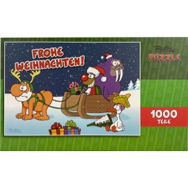 Ralph Ruthe Puzzle - Xmas Merry Christmas 1000 Pieces Santa and Rudi