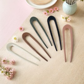 5 pieces of Brcowdp large-sized U-shaped bun 4.5 inches retro glossy women's hair accessory, suitable for thick hair and hair clip accessories