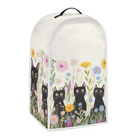 JHQFWMKJ Blender Covers For Kitchen Food Processor Cover Blender Cover Dust Cover Print Blender Cover Stand Mixer Appliance Cover Kitchen Appliance Accessories Decor, Black Cats In The Flowers