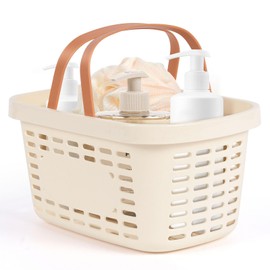 Jydesicr Plastic Shower Caddy Portable,Tote Storage Organizer Basket Bin with Handle for Bathroom,Dorm,College,Camp,Travel,1 Pack,Cream