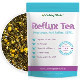 CALMING BLENDS Acid Reflux Loose Leaf Tea | Acid Reflux, Heartburn & Indigestion | Caffeine-Free | 36 Cups