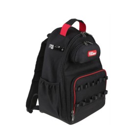 Black Tool Backpack with Pockets and Loops, Portable Tool Storage w/Base Support
