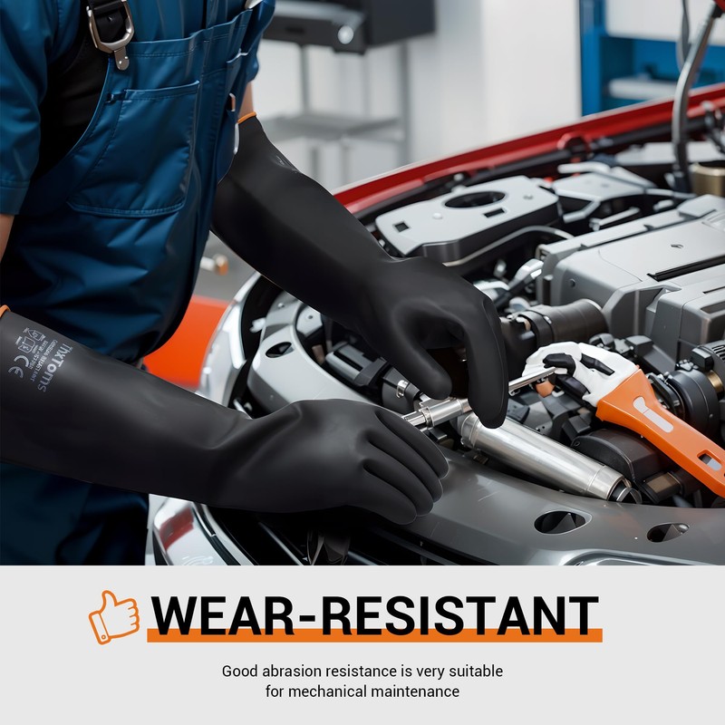 ThxToms Heavy Duty Latex Gloves,Long Rubber Gloves, Chemical Resistant Gloves,Puncture