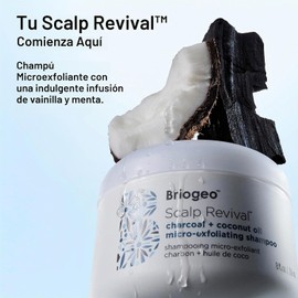 Briogeo- Champú microexfoliante con aceite de coco y carbón Scalp Revival, tratamiento para cuero cabelludo seco y con picazón, Cla