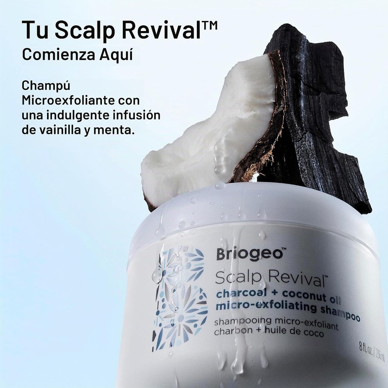 Briogeo- Champú microexfoliante con aceite de coco y carbón Scalp