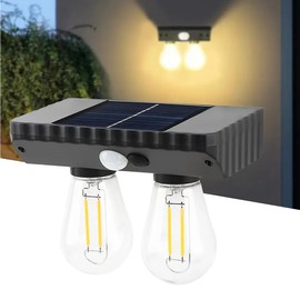 Solar Wall Lights Outdoor with 3 Lighting Modes & Motion Sensor, Solar Porch Light with 2 Bulbs, Waterproof Solar Wall Sconce, Solar Wall Lantern Light Fixture for Garage Porch Shed Yard Front Door
