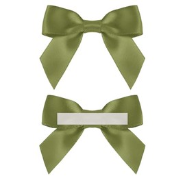 Self Adhesive Luxury Satin Bows for Gift Wrapping 3" Small Black Satin Premade Ribbon Bows with Double-Sided Tape for Package Baby Shower Birthday Party Wedding Craft Decoration (Sage Green, 100 Pack)