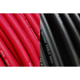 TEMCo INDUSTRIAL WC0203-100' (50' Blk, 50' Red) 6 Gauge AWG Welding Lead & Car Battery Cable Copper Wire Black + RED | Made in USA