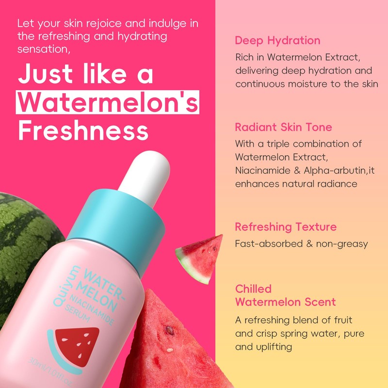 QUIUM Face Serum Skin Care Set, 3Pcs With Citrus, Watermelon,
