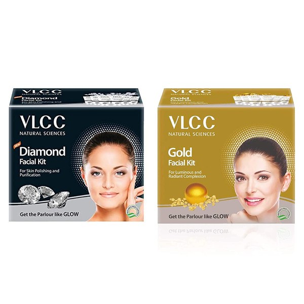 VLCC Gold Facial Kit + VLCC Diamond Facial Kit (60 Grams Each)
