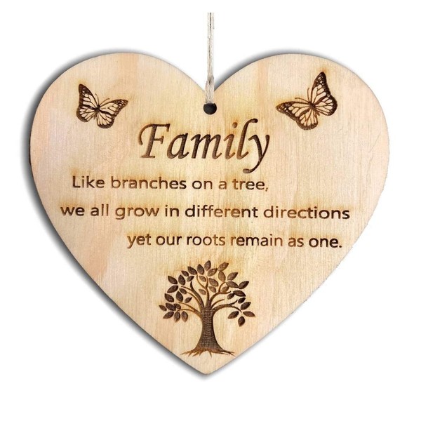 Pet-Jos Family Plaque Wooden Hanging Heart Gift for Family Members