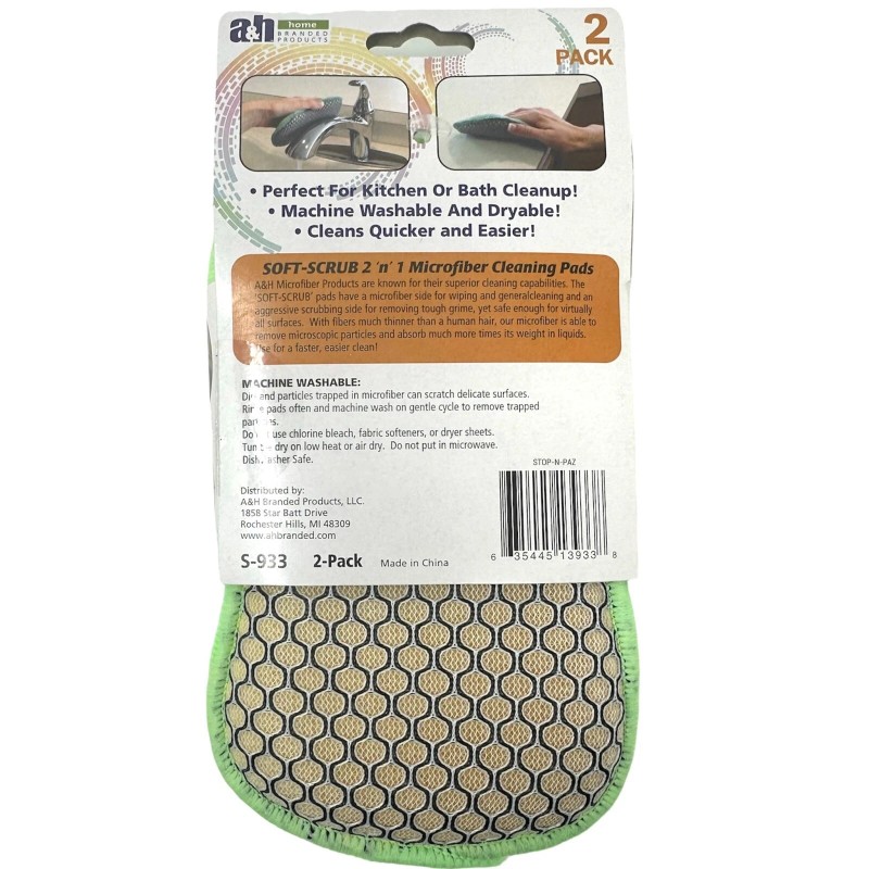 A&H Soft Scrub Microfiber Scrub n Wipe Cleaning Sponge Pads