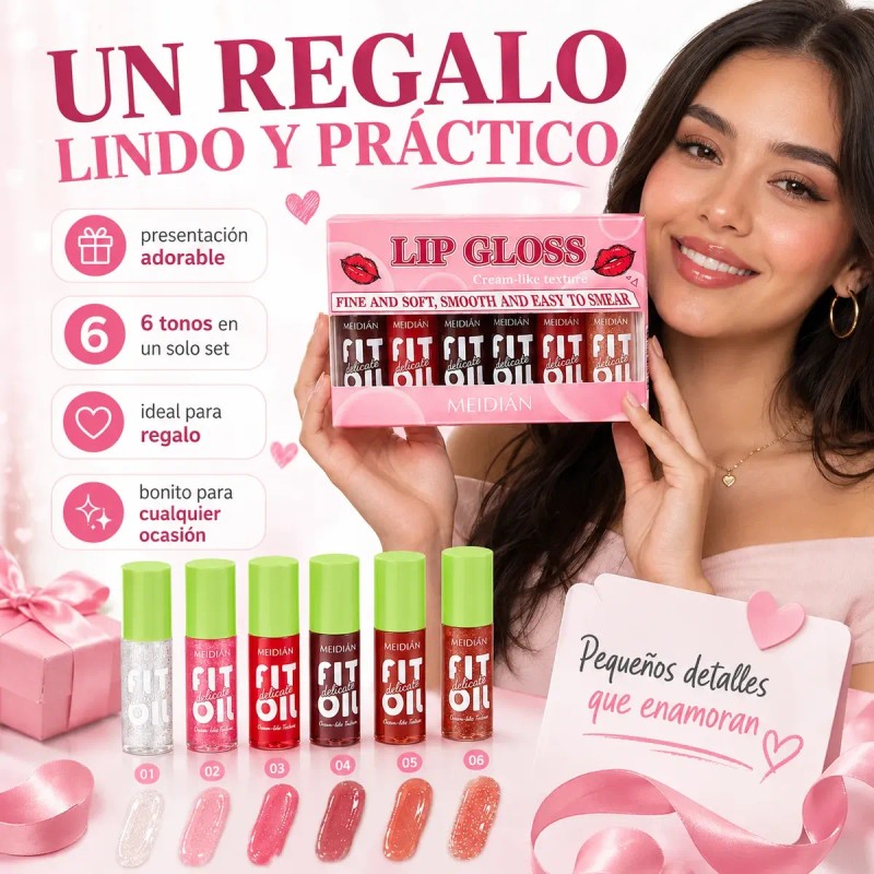 Set De Cuidado Labial Hidratante Glossy Liquid Lip Oil Gloss