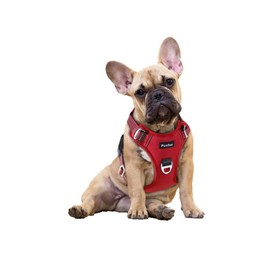 Funfox Dog Harness No Pull Pet Harness, Adjustable Dog Vest for Easy Walking, Breathable Oxford Material, Reflective Strips with Metal Front Clip for Control Small Medium Large Breed Red S