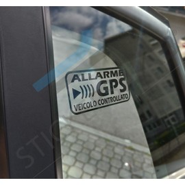 StickersLab GPS Alert Anti-Theft GPS Security Anti-Theft Stickers for Car, Motorcycle, Truck, Caravan (Black, Pack of 4 (12x6cm)