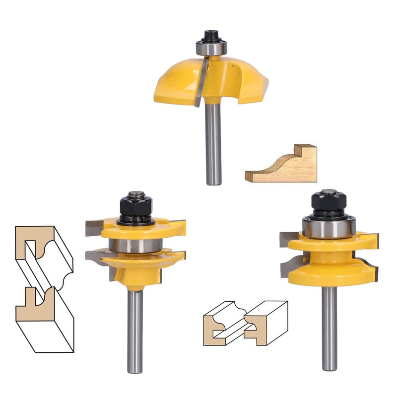 3Pcs Rail Stile Router Bits Roman Ogee Bit Woodworking Groove