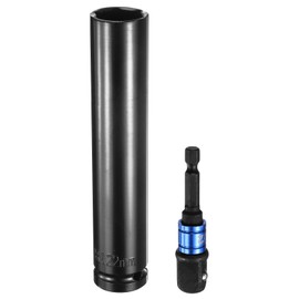 HARFINGTON Deep 6-Point Impact Socket 1/2" Drive 22mm Metric Socket 6" Length with 1/4" Hex Shank Adapter, CR-V Steel Socket Adapter Accessory Tool Set Kit for Hex Bolt Nuts