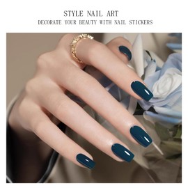 JMEOWIO Gel Nail Stickers Dark Blue Semi Cured Gel Nail Strips Wraps UV/LED Nail Supplies Nail Art Design Decoration Accessories