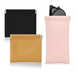 xipixiao Self Close Small Bags Eyeglasses Case Organization Women Men Purse Pocket Travel Makeup Electronics Accessories Toiletry Bag (3PCS(Black Khaki Pink))