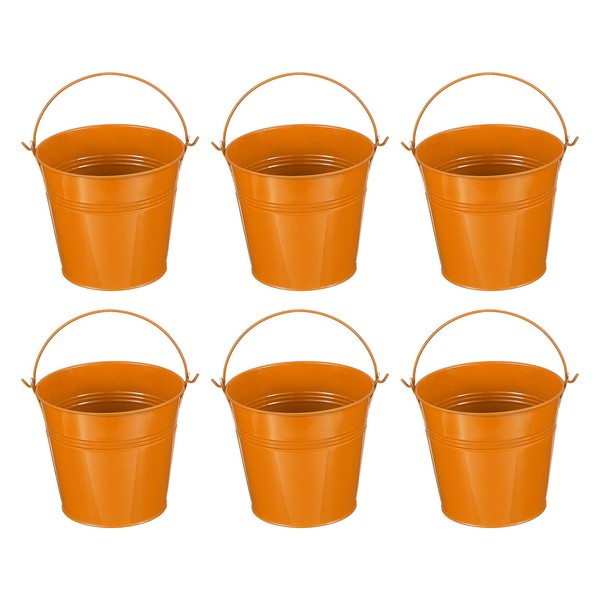 PATIKIL 5"x4.7" Small Metal Buckets with Handle, 6 Pcs Mini