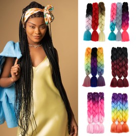 Yamel Braiding Hair Extension, Kanekalon Braiding Hair for Braiding Crochet Twist Box Braids Hair 24 Inch 3 Piece Random Colour Jumbo Braiding Hair