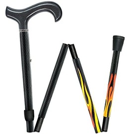 House Flame Derby Walking Cane with Folding, Adjustable Carbon Fiber Shaft