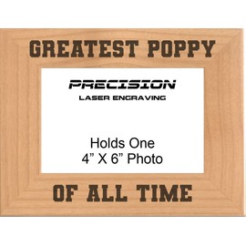 Grandpa Gift Greatest Poppy of All Time Engraved Natural Wood Picture Frame Fathers Day