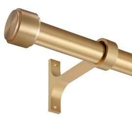 Warm Gold Curtain Rods for Windows 16 to 28", 1-Inch Blackout Curtain Rods with Aluminum Brackets and End Cap Finials, Adjustable Drapery Rods for Sliding Glass Door/Bedroom/Kitchen/Living Room Etc.