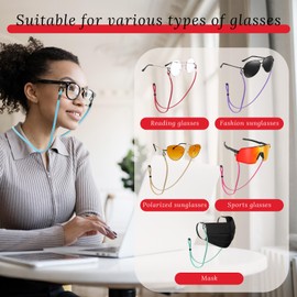 Nogeqi 12 Pcs Glasses Holder Strap, Adjustable Eyeglass Strap, Multicolor Eyeglass Holders Around Neck, Eye Glass Chains for Women Men Sunglasse Glasses Retainer Cord Lanyard