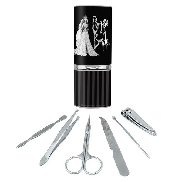 Corpse Bride Logo and Silhouette Stainless Steel Manicure Pedicure Grooming Beauty Care Travel Kit