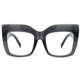 Zeelool Vintage Oversized Thick Cat Eye Glasses for Women with Non-prescription Clear Lens FP0668-14 Gray
