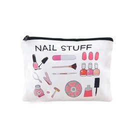 Makeup Cosmetic Bag Nail Stuff Pouch for Women Girls Christmas Birthday Gifts for Sister Niece Grandaughter Canvas Travel Bags Nail Technician Presents for Best Friends