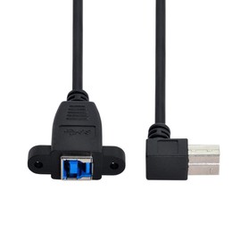 chenyang Printer Cable,USB 3.0 Type B Male to Female 90 Degree Angled Extension Cable with Panel Mount Screws for Printer, Hard Disk 50cm
