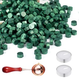 Pack of 400 Sealing Wax Beads, Sealing Wax Kit, Green Sealing Wax Beads, Octagonal Sealing Wax Beads, for Gift Wrapping, Wedding Invitations, Personal Envelope, Green