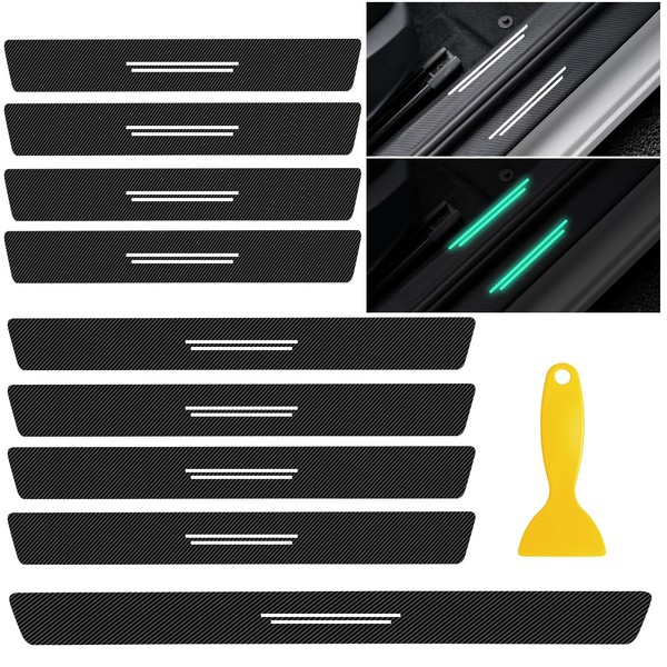 Pack of 9 Car Carbon Fibre Door Sill Protector with