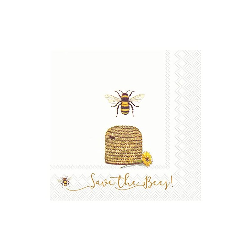 Serviette "Save the Bees!" Decopatch Paper Napkin Pack of 20
