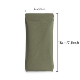 Ldirect 3 Pack Leather Eyeglasses Cases PU Soft Sunglasses Pouch Squeeze Top Portable Glasses Cases for Men Women (Green Green Green)