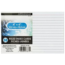 Merangue Lined Index Cards, 50 per pack, 4" x 6", Paper Stationery - Set of 12 (600 index cards total)