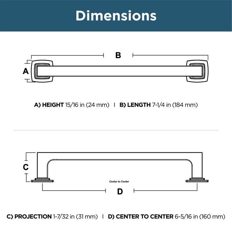 Franklin Brass Parow (1-Pack) Cabinet Handles 6-5/16' Hole Center Matte